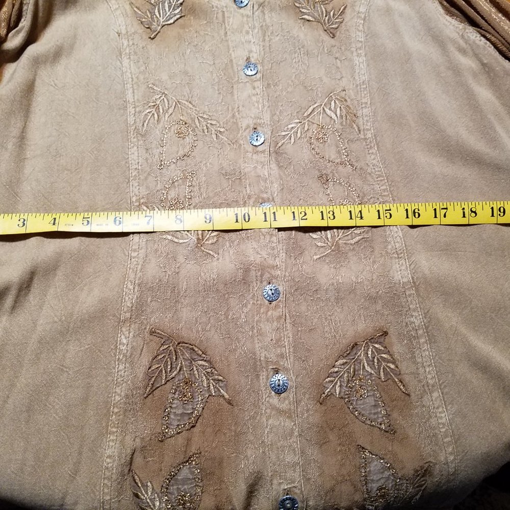 Roaman's Gold Embroidery button blouse.  Size 14 Womens - Picture 8 of 10